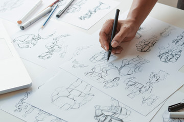 Wall Mural - animator designer development designing drawing sketching development creating graphic pose characte
