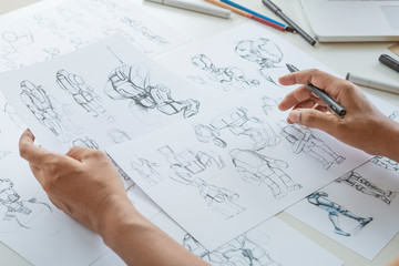 Wall Mural - animator designer development designing drawing sketching development creating graphic pose characte