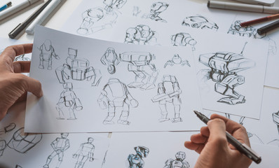 Wall Mural - animator designer development designing drawing sketching development creating graphic pose characte