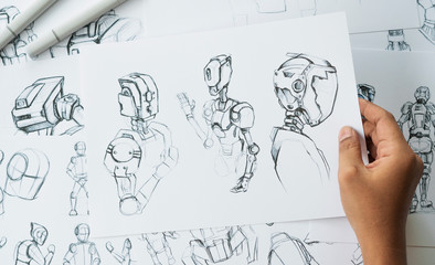 Wall Mural - animator designer development designing drawing sketching development creating graphic pose characte