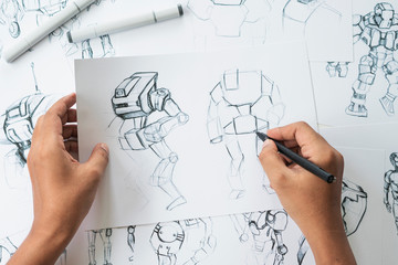 Wall Mural - animator designer development designing drawing sketching development creating graphic pose characte
