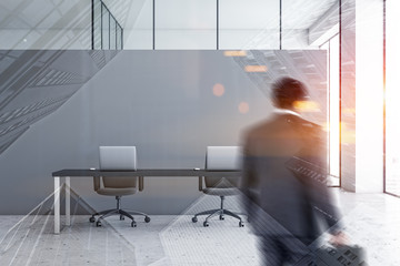 Wall Mural - Businessman in gray space office