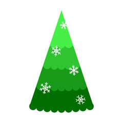 Poster - Christmas tree. Beautiful cartoon colorful illustration on white backdrop. Vector design of cartoon christmas tree. Cute vector illustration. Winter season design element. Winter holiday decoration.