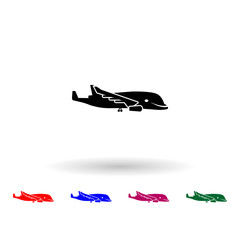 Poster - Cargo airplane silhouette multi color icon. Simple glyph, flat vector of air transport icons for ui and ux, website or mobile application