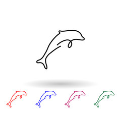 Poster - dolphin one line multi color icon. simple thin line, outline vector of animals one line icons for ui