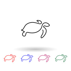 Wall Mural - Turtle one line multi color icon. Simple thin line, outline vector of animals one line icons for ui and ux, website or mobile application on white background