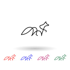 Poster - Fox one line multi color icon. Simple thin line, outline vector of animals one line icons for ui and ux, website or mobile application on white background