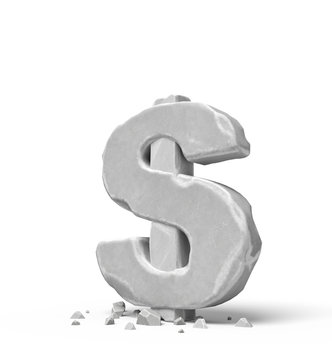 3d rendering of stone concrete dollar sign