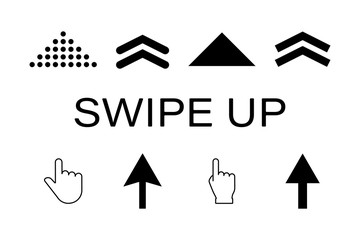 Poster - vector arrow icon set. hand click vector. black swipe up vector pointer. arrow line graphic design. 