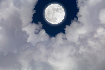 Wall Mural - full moon with starry and clouds background. romantic night.