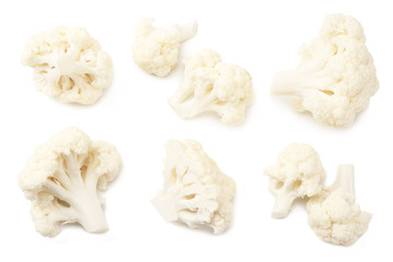 Cauliflower isolated on a white background. top view