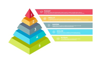 Poster - Step 3D infographic. Isometric pyramid business presentation template, step structure. Vector illustration planning technologies elements or business plan concepts with digital ladder success
