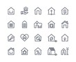 Home line icons. House interface button, browser homepage pictogram, real estate and building construction symbols. Vector set thin symbol computer management estate for mortgage and insurance