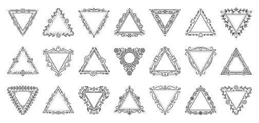 text frame monogram triangle art banner vector set