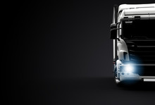 Front View Of A Truck On A Black Background