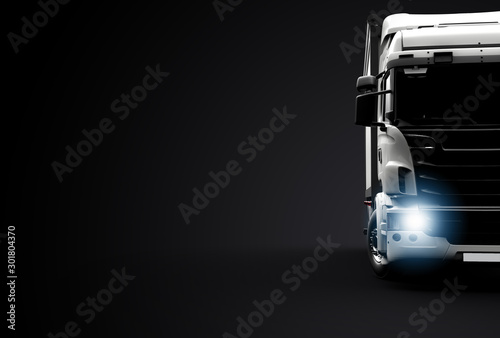 Fotomural Front view of a truck on a black background