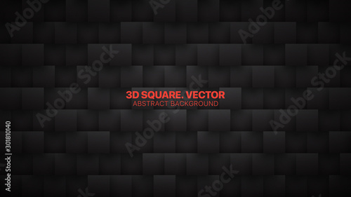 3d Vector Square Blocks Pattern Technological Dark Mode Abstract