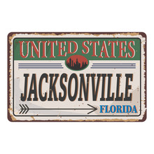 United States Jacksonville Vintage Rusty Metal Sign On A White Background, Vector Illustration