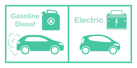 Wall Mural - Ecology Green energy car vs pollute car Protection