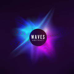 Poster - Radial sound wave curve. Colorful equalizer visualisation. Abstract color cover for music poster and banner. Vector background