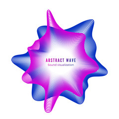 Poster - Abstract color sound wave. Digital music visualization. Red and blue energy waves template. Audio equalizer isolated on white background. Vector