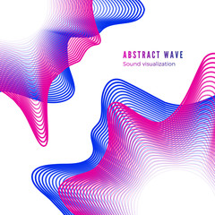 Wall Mural - Abstract color music album cover. Digital sound wave visualization. Audio equalizer isolated on white background. Vector