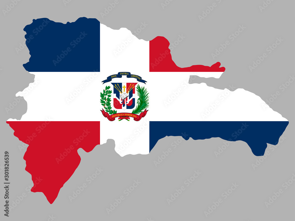 Dominican republic map flag vector - obrazy, fototapety, plakaty 