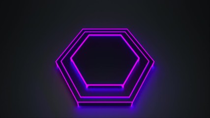 Aufkleber - Modern empty glow dark studio with neon light. 3d rendering, computer generated abstract background