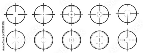 Cuadros en Lienzo Set of vector Aim icons isolated.
