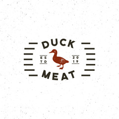 Wall Mural - premium fresh duck meat label. retro styled meat shop emblem. vector illustration