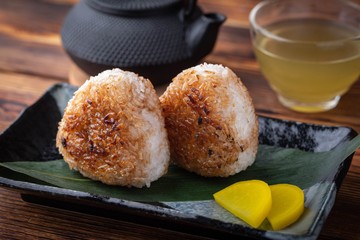 Yaki-Onigiri, japanese rice balls with soy sauce