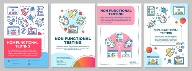 Non-functional testing brochure template. Software analysis. Flyer, booklet, leaflet print, cover design with linear illustrations. Vector page layouts for magazines, reports, advertising posters