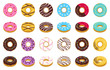 Sweet donut cartoon vector set icon. Isolated icon chocolate and cream doughnut.Vector illustration donut of sprinkles dessert on white background .