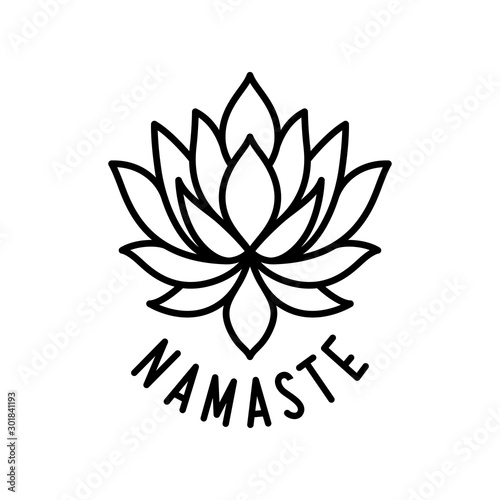 Fotomural Namaste sign. Yoga center emblem. Vector vintage illustration.