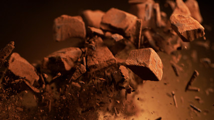 Aufkleber - Flying pieces of crushed chocolate pieces
