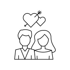 Poster - Man woman heart love icon. Simple line, outline vector of having feelings icons for ui and ux, website or mobile application
