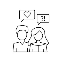 Poster - Man woman chat bubble icon. Simple line, outline vector of having feelings icons for ui and ux, website or mobile application