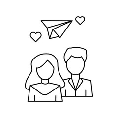 Poster - Man woman letter love icon. Simple line, outline vector of having feelings icons for ui and ux, website or mobile application