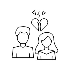 Poster - Man woman heart broken icon. Simple line, outline vector of having feelings icons for ui and ux, website or mobile application