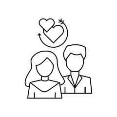 Poster - Man woman heart love icon. Simple line, outline vector of having feelings icons for ui and ux, website or mobile application