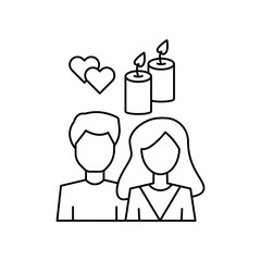 Poster - Man woman candy romance icon. Simple line, outline vector of having feelings icons for ui and ux, website or mobile application