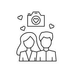 Aufkleber - Man woman photographer love icon. Simple line, outline vector of having feelings icons for ui and ux, website or mobile application