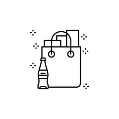 Poster - Products bottle paper bag icon. Simple line, outline vector of grocery icons for ui and ux, website or mobile application