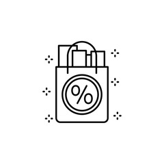 Poster - Paper bag products discount icon. Simple line, outline vector of grocery icons for ui and ux, website or mobile application