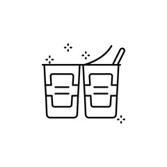 Poster - Yogurt spoon label icon. Simple line, outline vector of grocery icons for ui and ux, website or mobile application