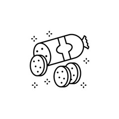 Poster - label sausage piece icon. Simple line, outline vector of grocery icons for ui and ux, website or mobile application