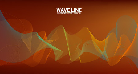 Aufkleber - yellow green Sound wave line curve on red background. Element for theme technology futuristic vector