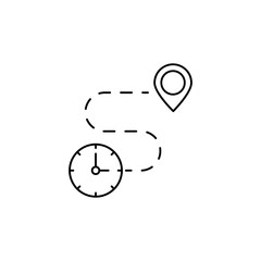 Poster - location, time, clock icon. simple line, outline vector of icons for ui and ux, website or mobile ap
