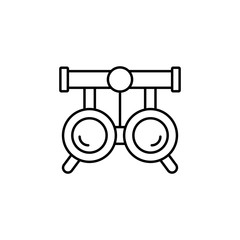 Poster - Testing glasses eye exam icon. Simple line, outline vector of optometry icons for ui and ux, website or mobile application