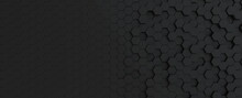 Hexagonal Dark Grey, Black Background Texture, 3d Illustration, 3d Rendering